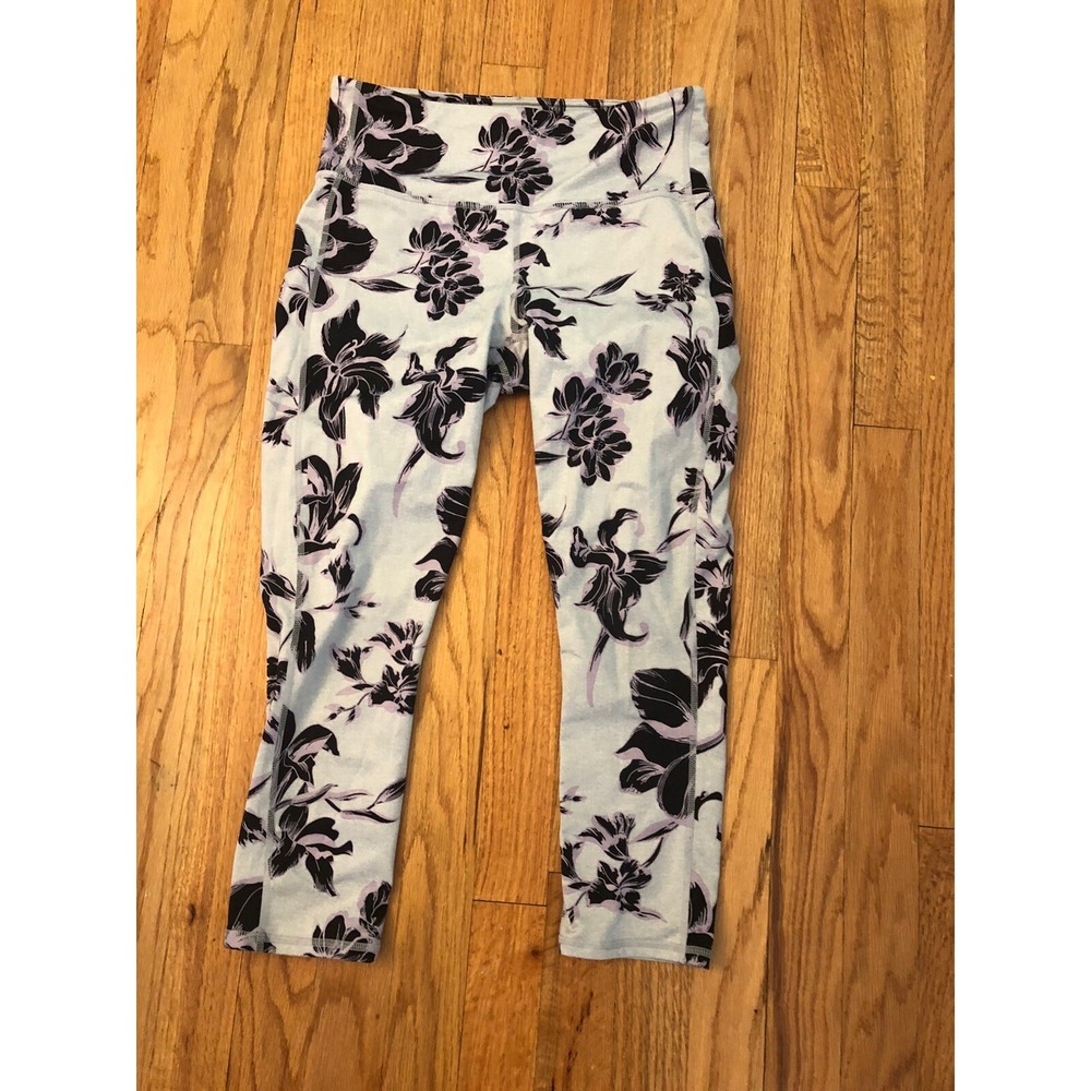 ATHLETA sz S Magnolia Gray‎ Purple Chaturanga Leggings Cropped Style #777529